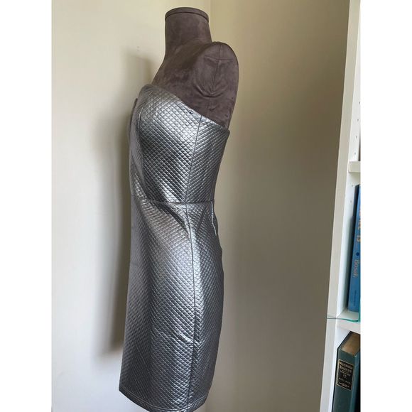 Sexy Silver Quilted Strapless Mini - Picture 3 of 11